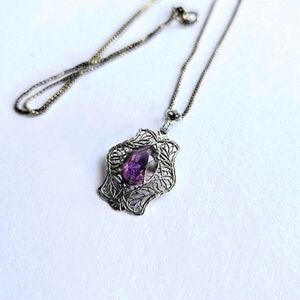 Vintage Italian Sterling Silver Amethyst Necklace
